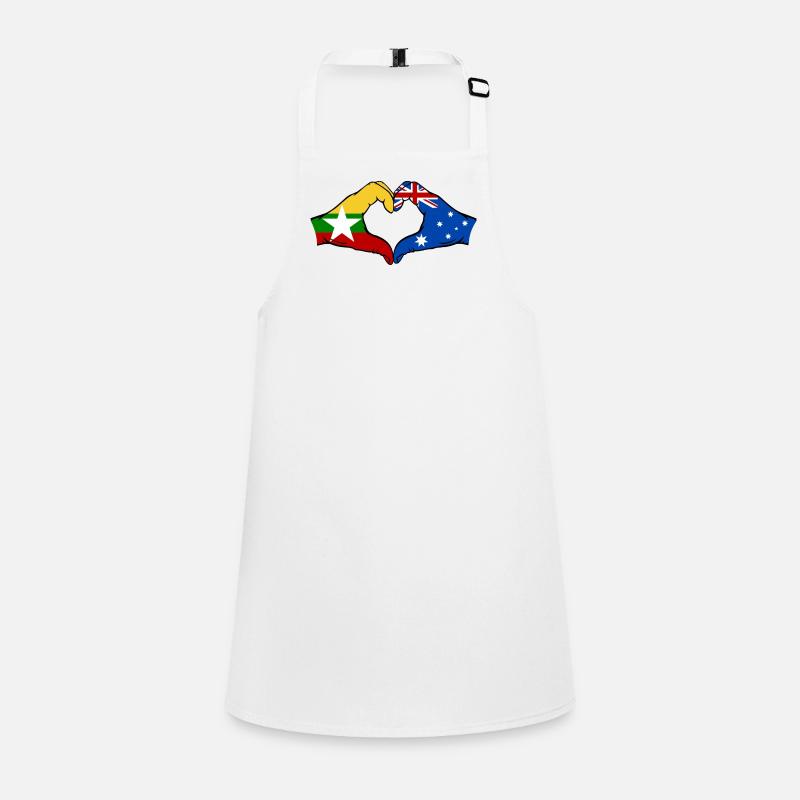 Myanmar Australia Flag Hands Heart Shape Children's Apron