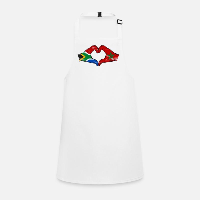 Afrique du Sud Maroc Drapeau Mains Coeur Forme Utilisé Tablier Enfant
