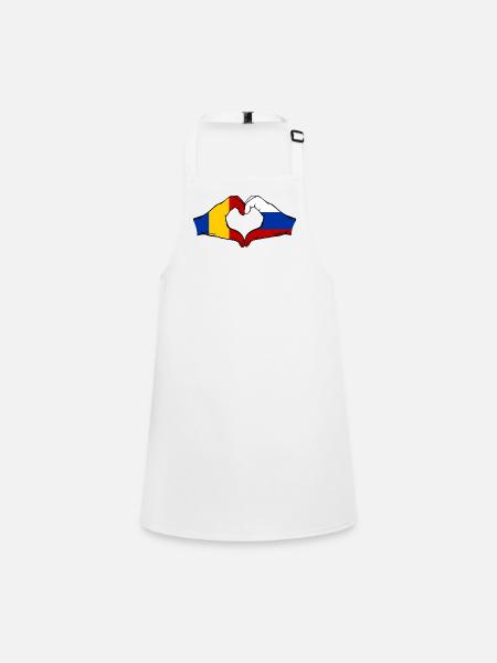 Romania Russia Flag Hands Heart Shape - Children's Apron - white - Front