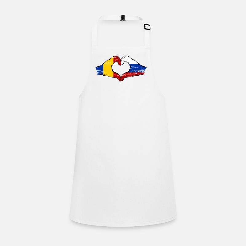 Roumanie Russie Drapeau Mains Coeur Forme Utilisé Tablier Enfant