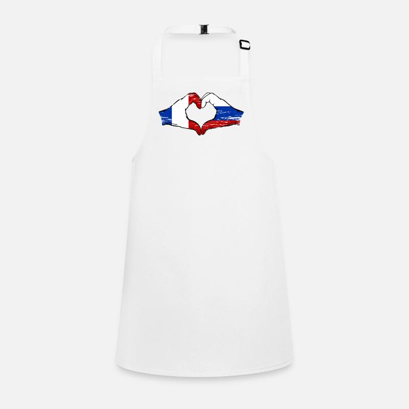 France Russie Drapeau Mains Coeur Forme Utilisé Tablier Enfant