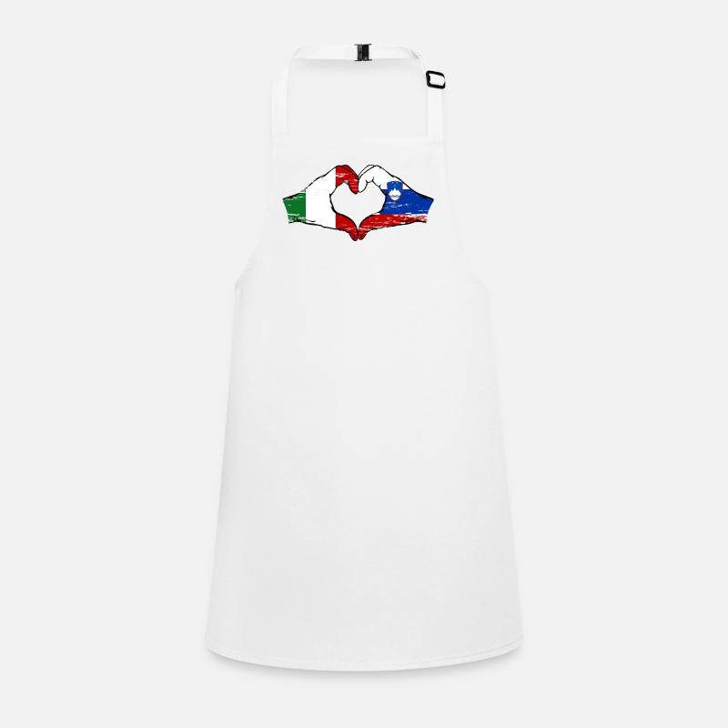 Italy Slovenia flag hands heart shape used Children's Apron