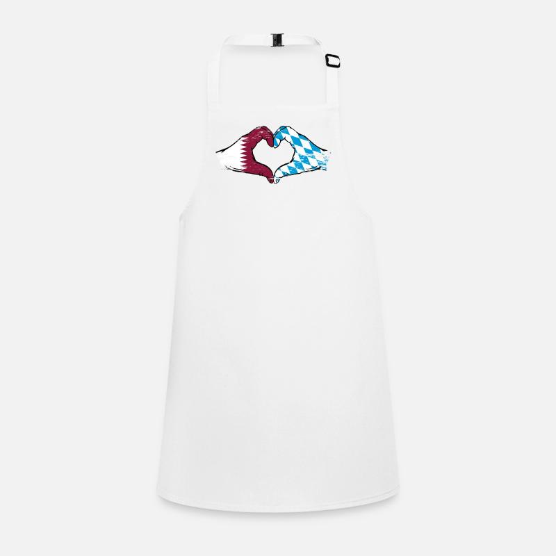Qatar Bavaria Flag Hands Heart Shape Used Children's Apron