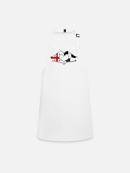 Georgia Football Flag Hands Heart Shape Used - Children's Apron - white - Front