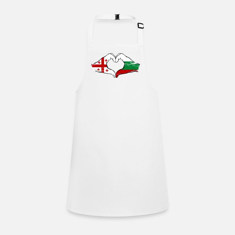 Géorgie Bulgarie Drapeau Mains Coeur Forme Utilisé Tablier Enfant