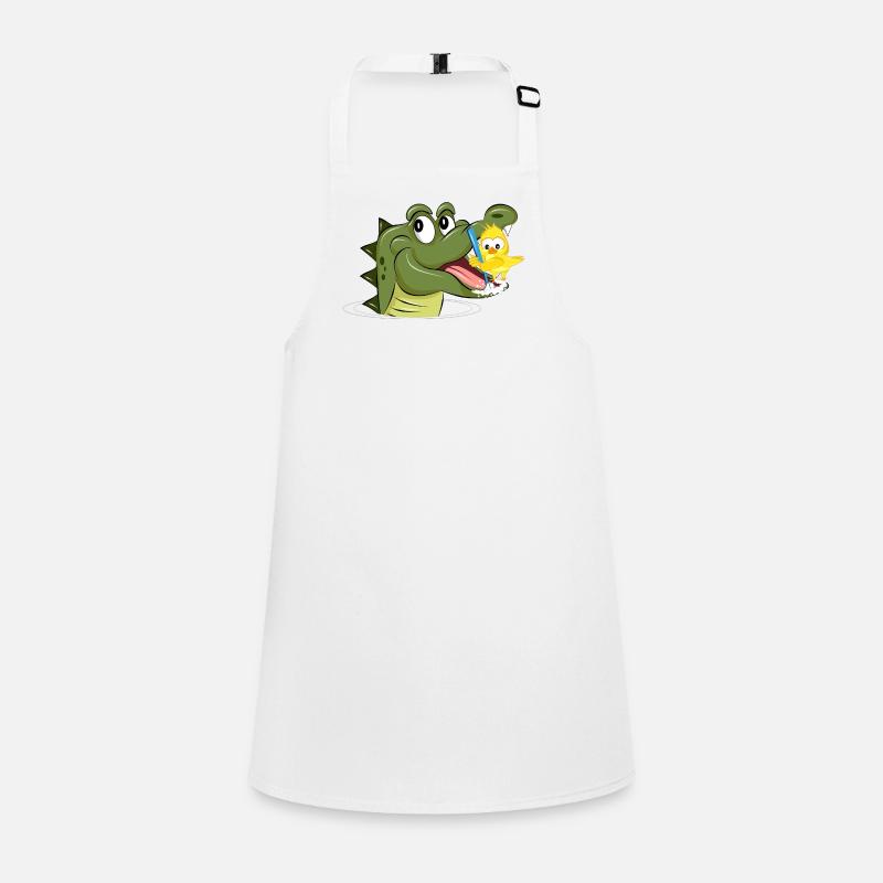 Crocodile and bird brushing their teeth – funny animals Children's Apron
