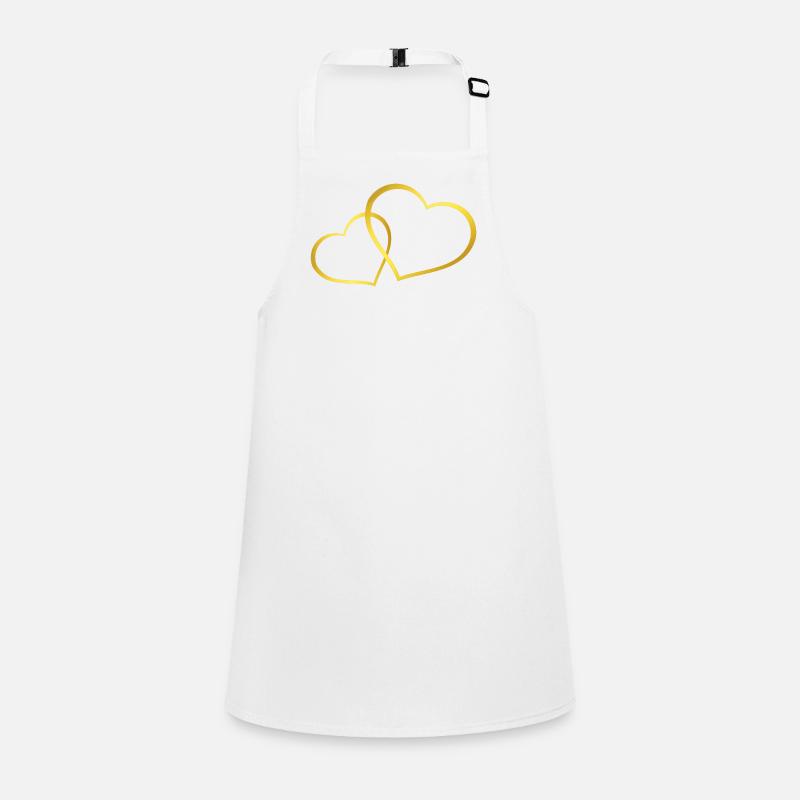 Wedding Motifs, Two Gold Hearts, Wedding - Children's Apron - white