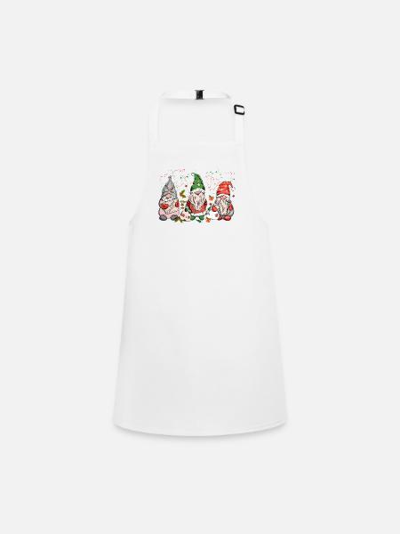 Cute Xmas Gnomes In Plaid Hats, Christmas Gnomes - Children's Apron - white - Front