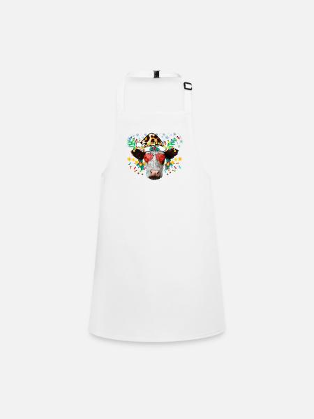 Christmas Cow, Western Christmas, Christmas - Children's Apron - white - Front