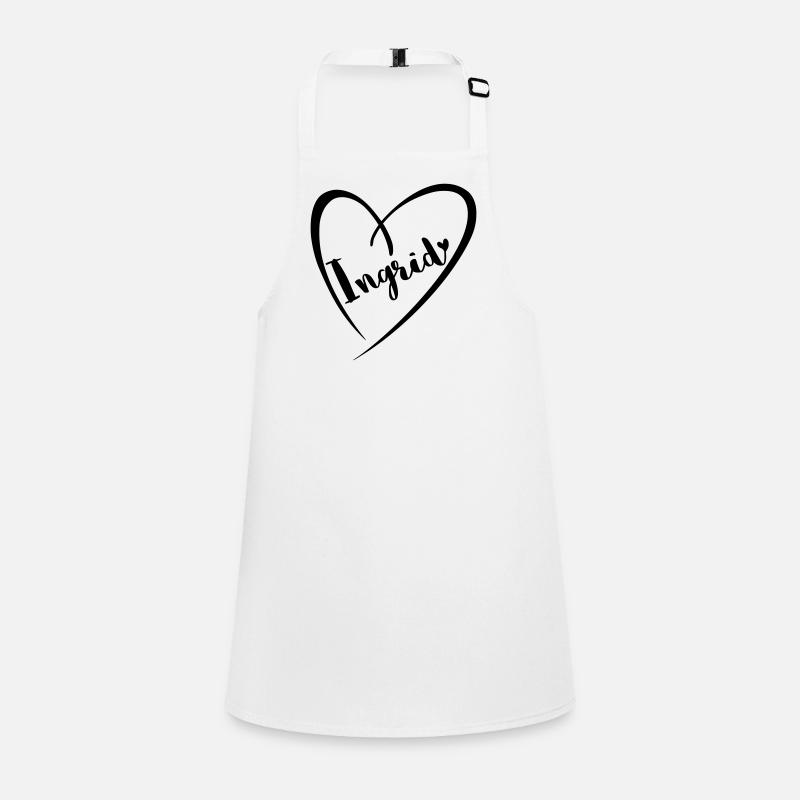Ingrid surname First name in heart frame Children's Apron