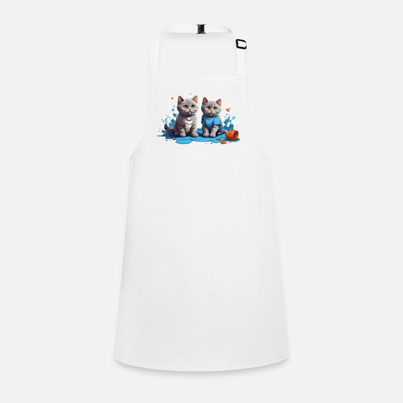 Cat Lovers in Blue Puddle Children's Apron