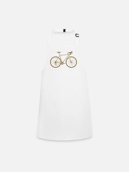Copper Tone Bicycle Silhouette Road Bike - Children's Apron - white - Front