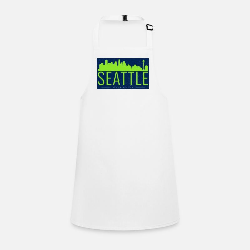 Silhouette vert vif de la Skyline de Seattle Tablier Enfant