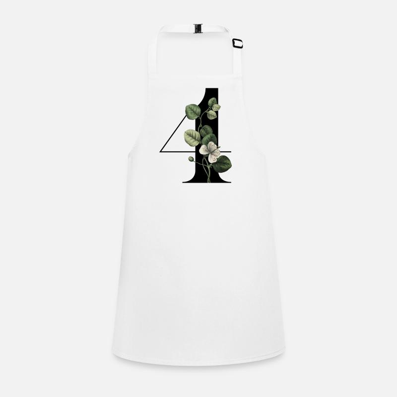 Numéro 4 floral vert -4e anniversaire floral Tablier Enfant