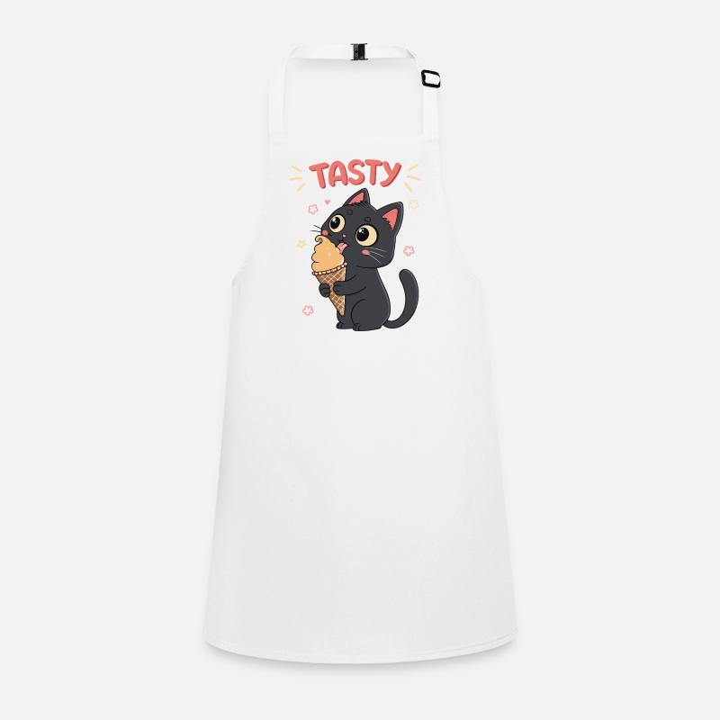 Chat noir gourmand crème glacée Children's Apron