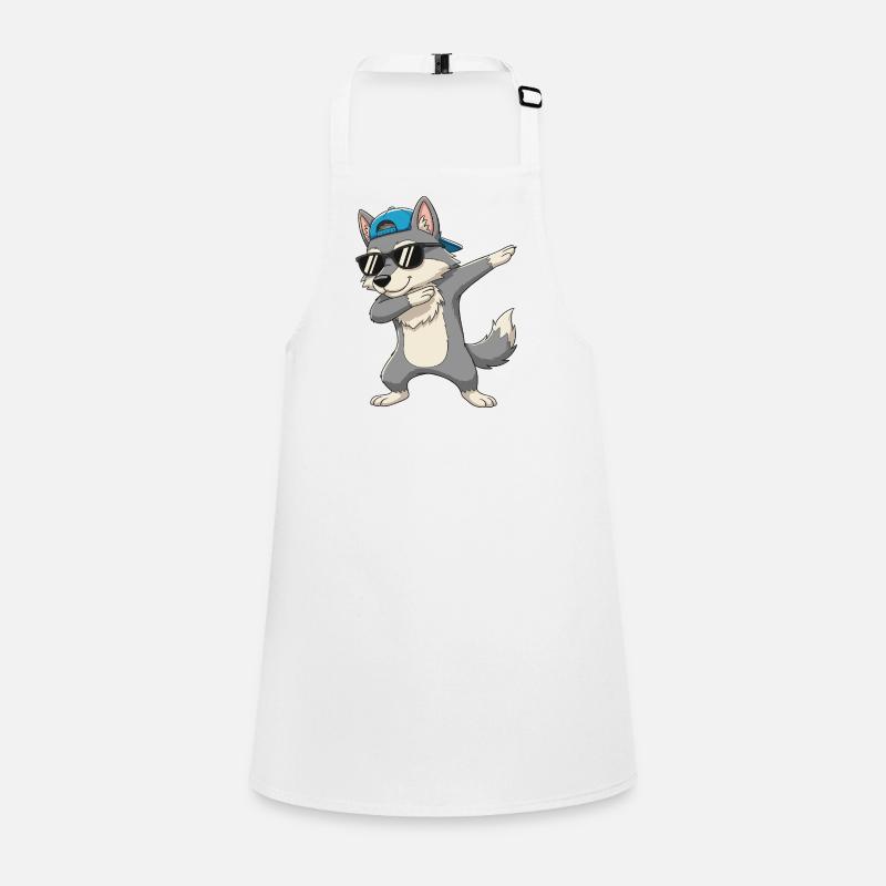 Cool Dabbing Wolf Sonnenbrille Cartoon-Kunst Schürze für Kinder