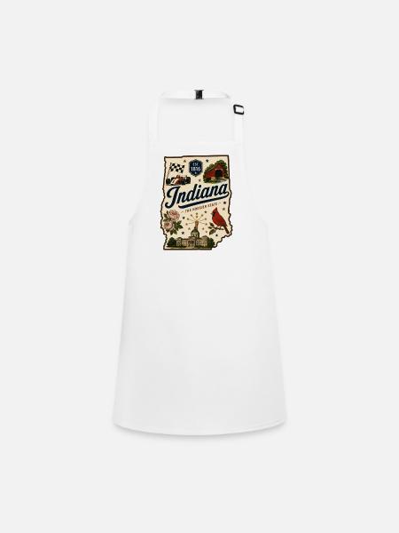 Indiana Hoosier State Vintage-Reiseaufkleber - Schürze für Kinder - Weiß - Vorne