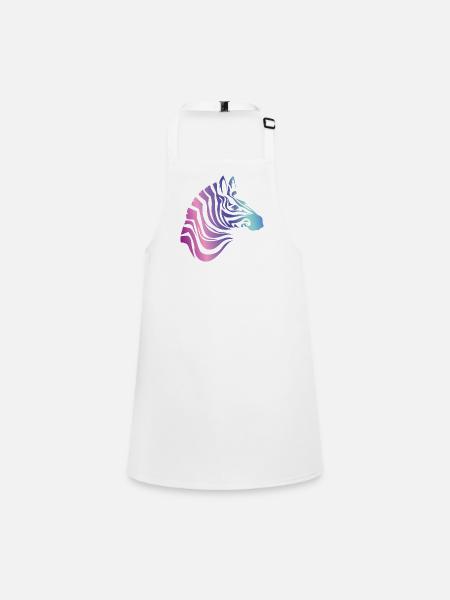 zebra rainbow pferd divers LBGTQ queer girl demo L - Schürze für Kinder - Weiß - Vorne
