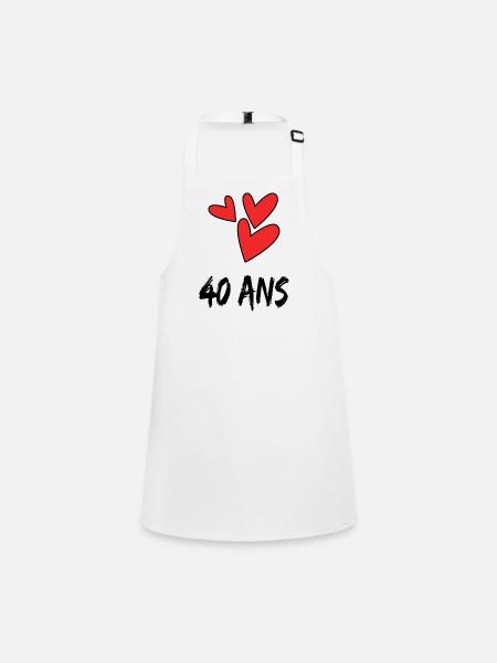 40. 40 ANS. 40e ANNIVERSAIRE. ANNIVERSAIRE 40 ANS. - Tablier Enfant - blanc - Devant