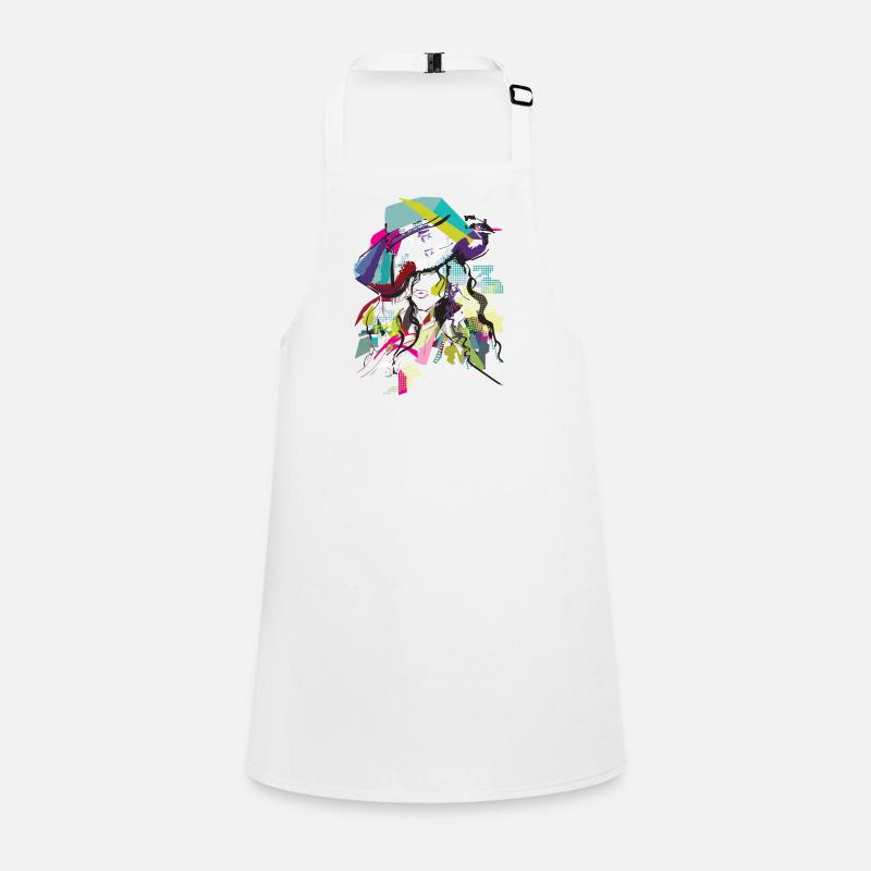 Graphique « dame au chapeau » – discret - Tablier Enfant - blanc