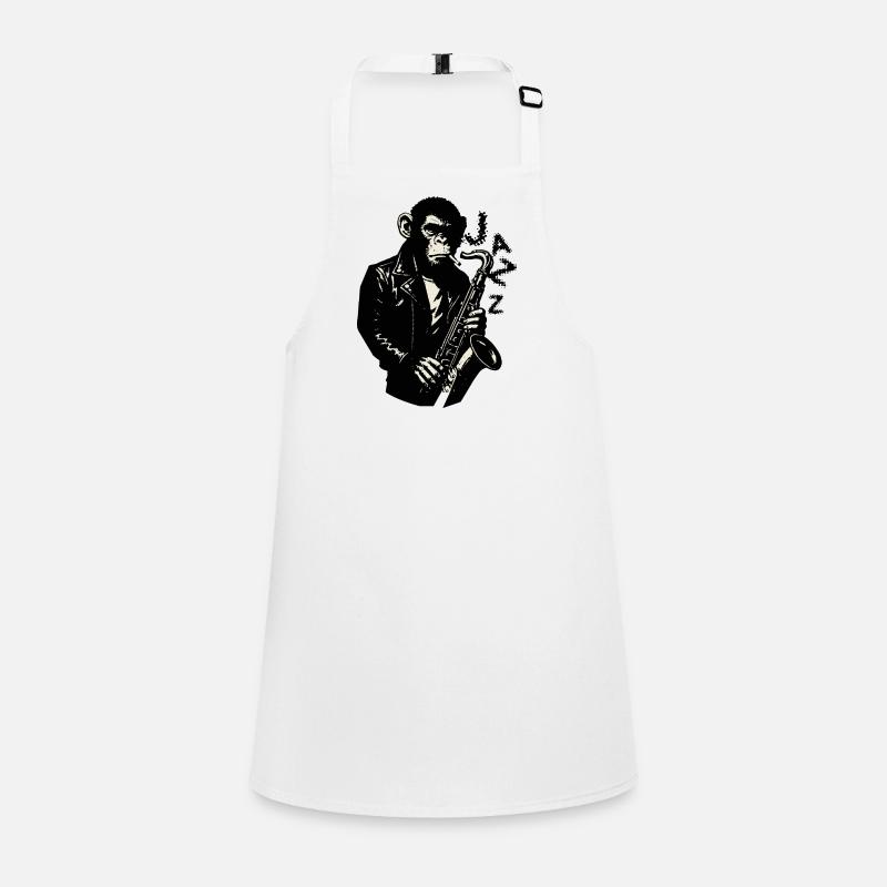 Noir Jazz Monkey Sax Children's Apron