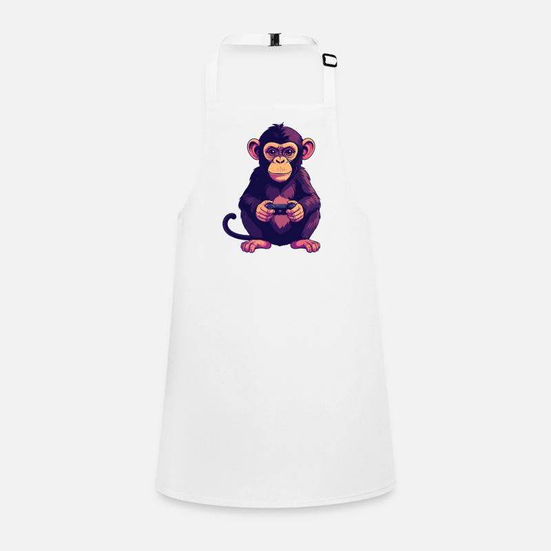 Monkey on controller playing console gaming Children's Apron