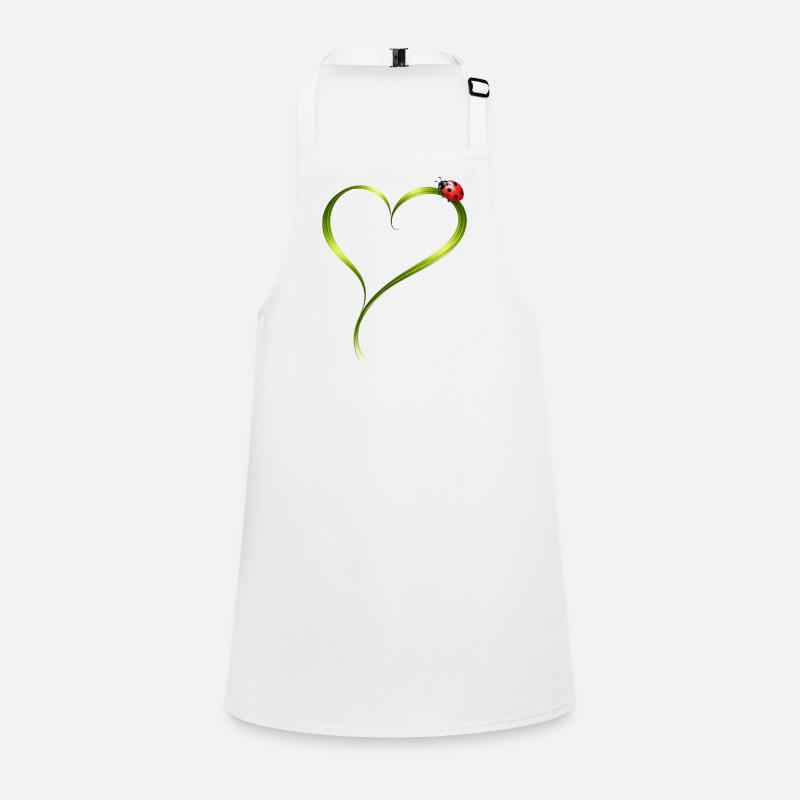 Marienkäfer auf Herz aus Grashalm  Schürze für Kinder