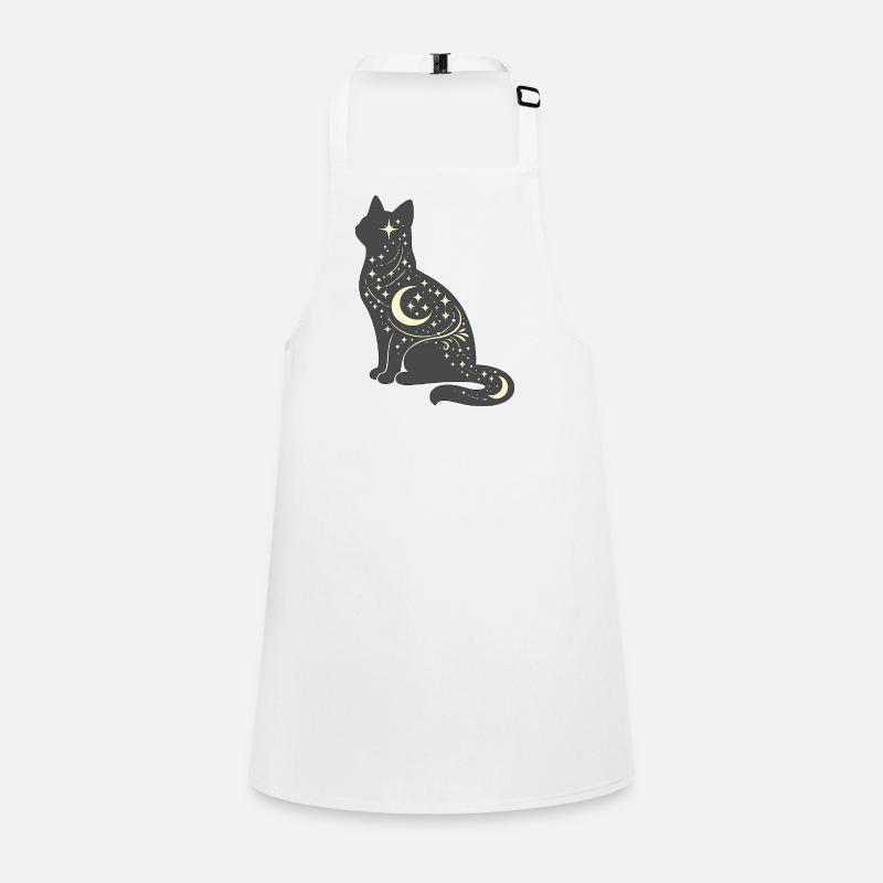 Silhouette du chat de l’étoile de lune Tablier Enfant