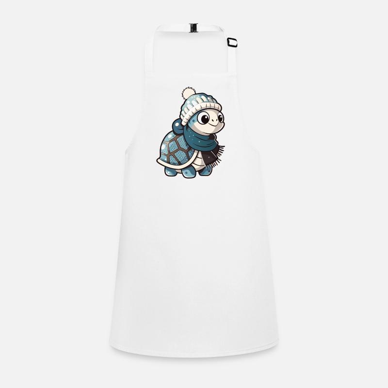 Tortue mignonne avec écharpe et chapeau à pompon. Tablier Enfant