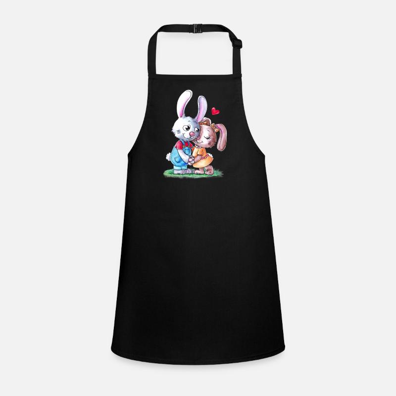 Cute cartoon easter bunny couple Children's Apron
