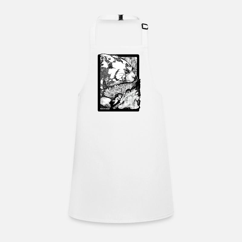 Le panda roux grimpe sur le rocher (noir et blanc) Tablier Enfant