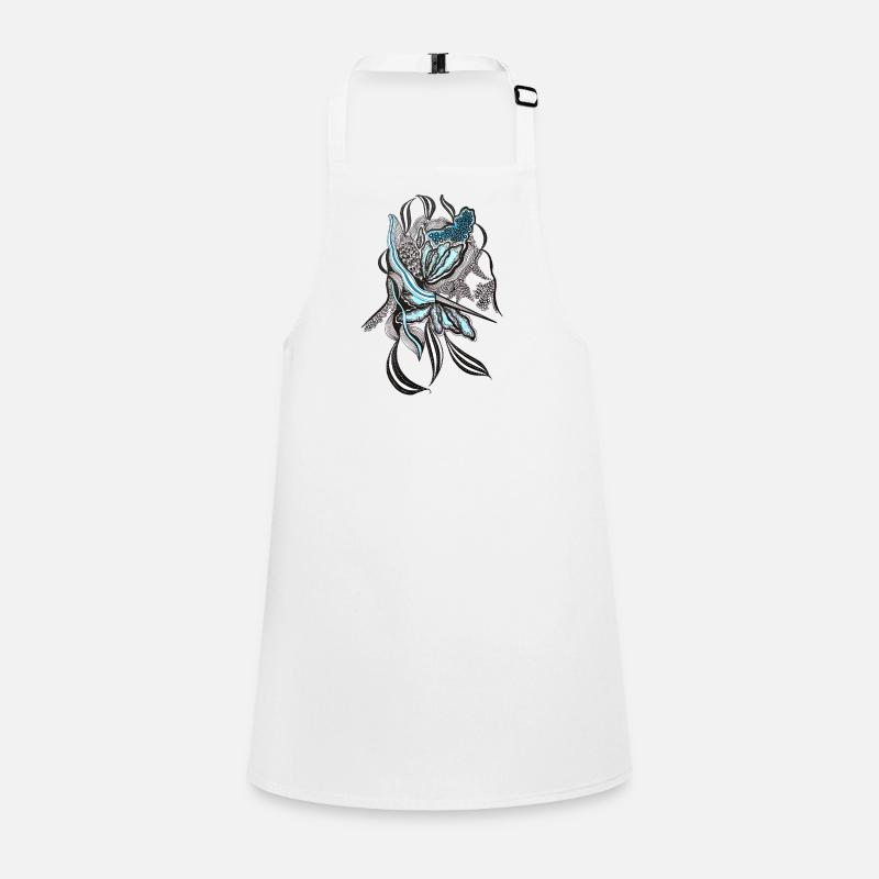 Indigo Flower Line Design Children's Apron