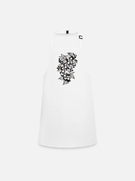 Black and White Flower Spiral - Children's Apron - white - Front