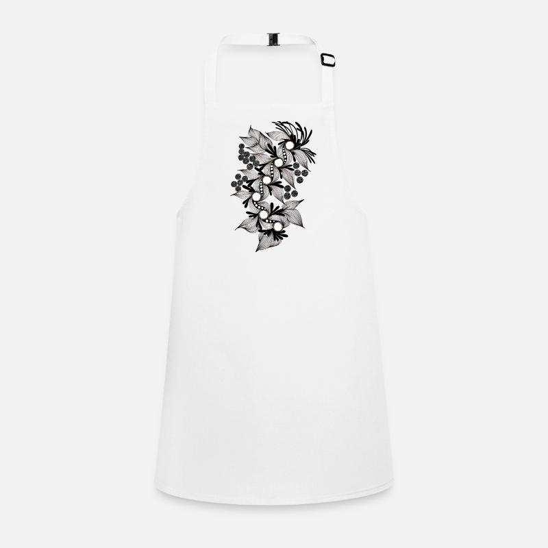 Spirale de fleurs noires et blanches Tablier Enfant