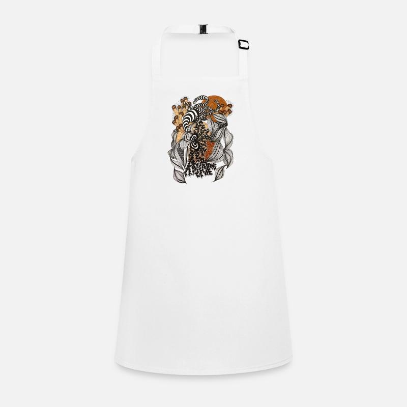 Black and White Botanical Spiral Children's Apron