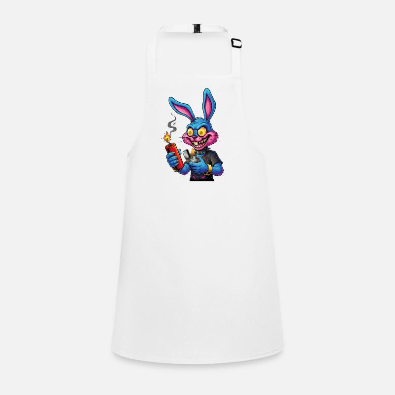 Neon Bunny with Fireworks New Year's Eve Firecracker Pyro Children's Apron
