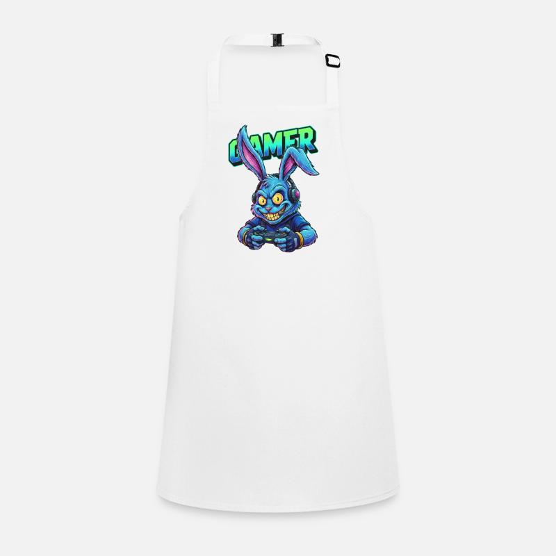 Neon Gaming Hase im Controller Gamer Bunny Schürze für Kinder