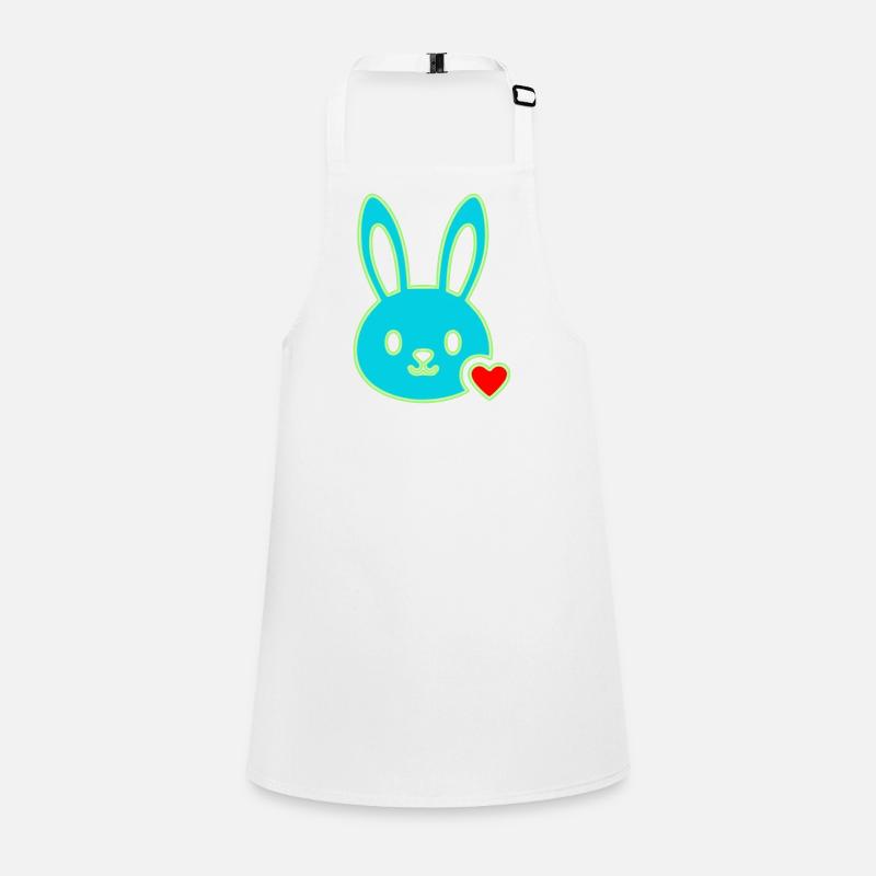 Neon Bunny Head Heart Y2K Cute Vector Children's Apron
