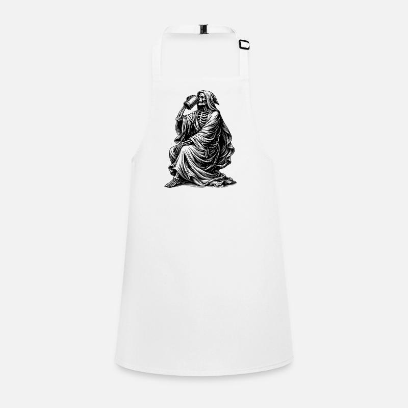gothic skeleton drinking beer drawing Children's Apron