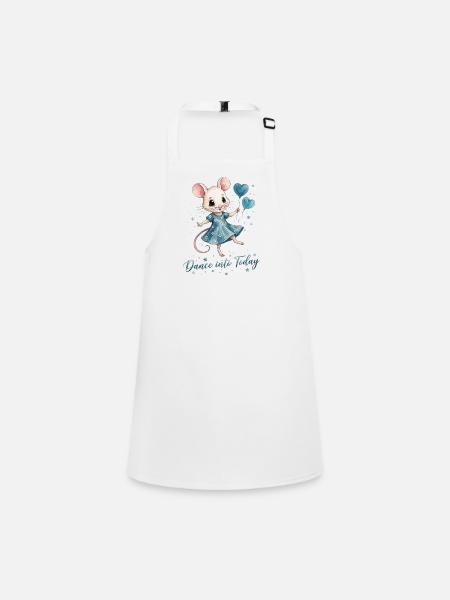 Dancing Mouse with Heart Balloons - Children's Apron - white - Front