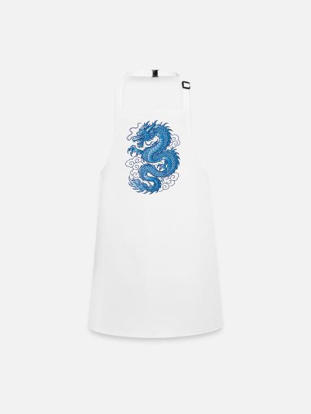 Blauer Asiatischer Drache Tattoo Design - Schürze für Kinder - Weiß - Vorne