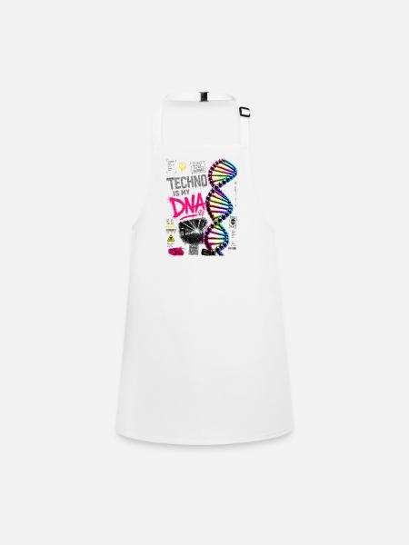 Techno Is My DNA Neon Rainbow Helix - Children's Apron - white - Front