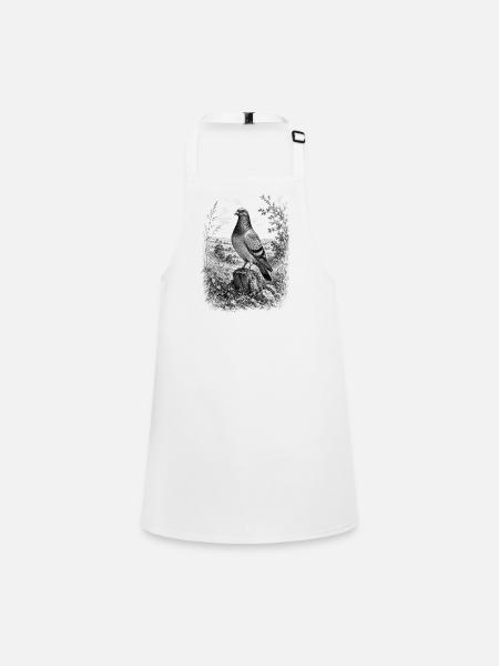 Proud dove in nature in detailed drawing style - Children's Apron - white - Front