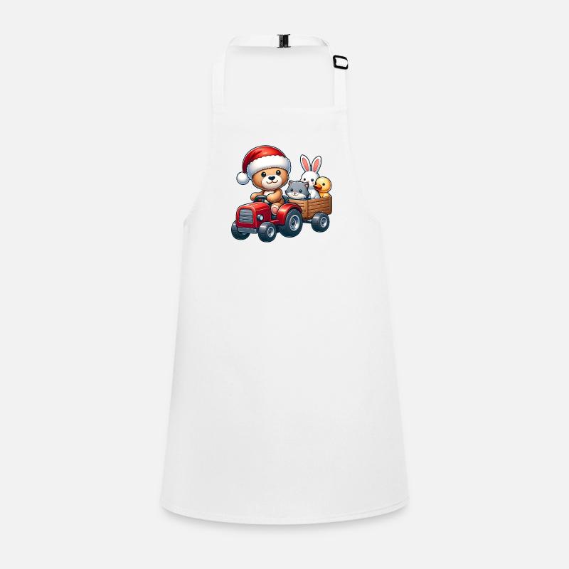 Teddy as Santa Claus with otter, rabbit and duck Children's Apron
