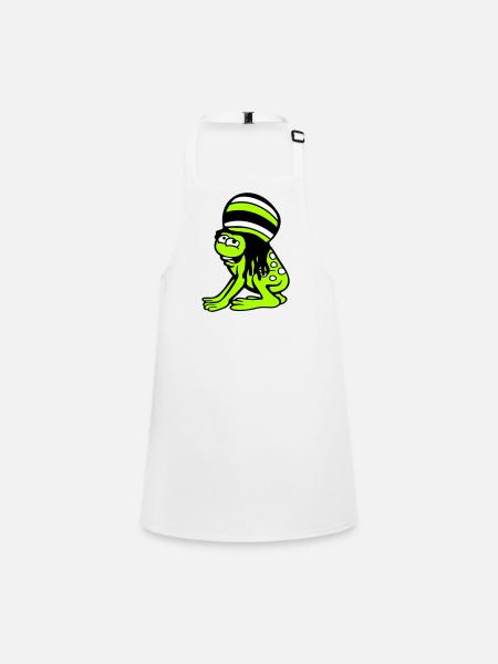 Frosch Reggae Musik Rasta Haare Mütze Jamaika Fun - Schürze für Kinder - Weiß - Vorne