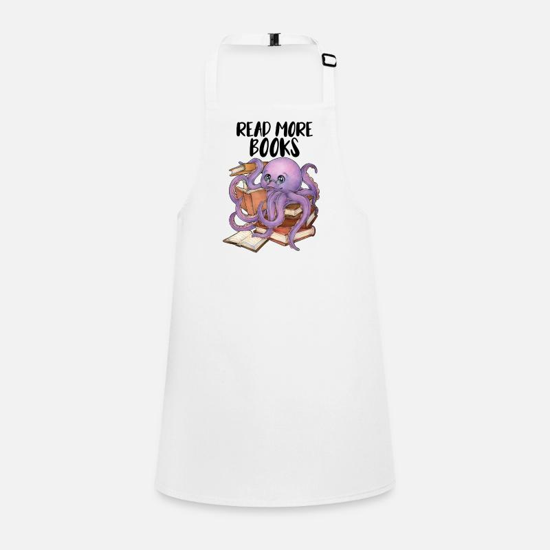 Reading Octopus in Stack of Books Book Gift Children's Apron