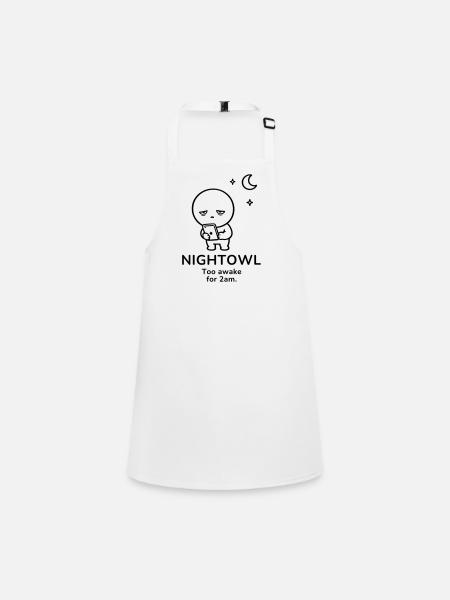 Nightowl – Too Awake | Late Night Mood - Children's Apron - white - Front