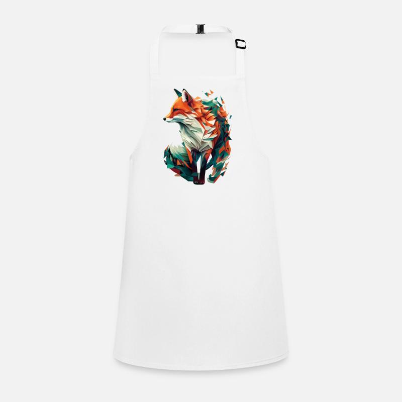 Fox Artwork Polygon Origami Orange Green Classy Children's Apron