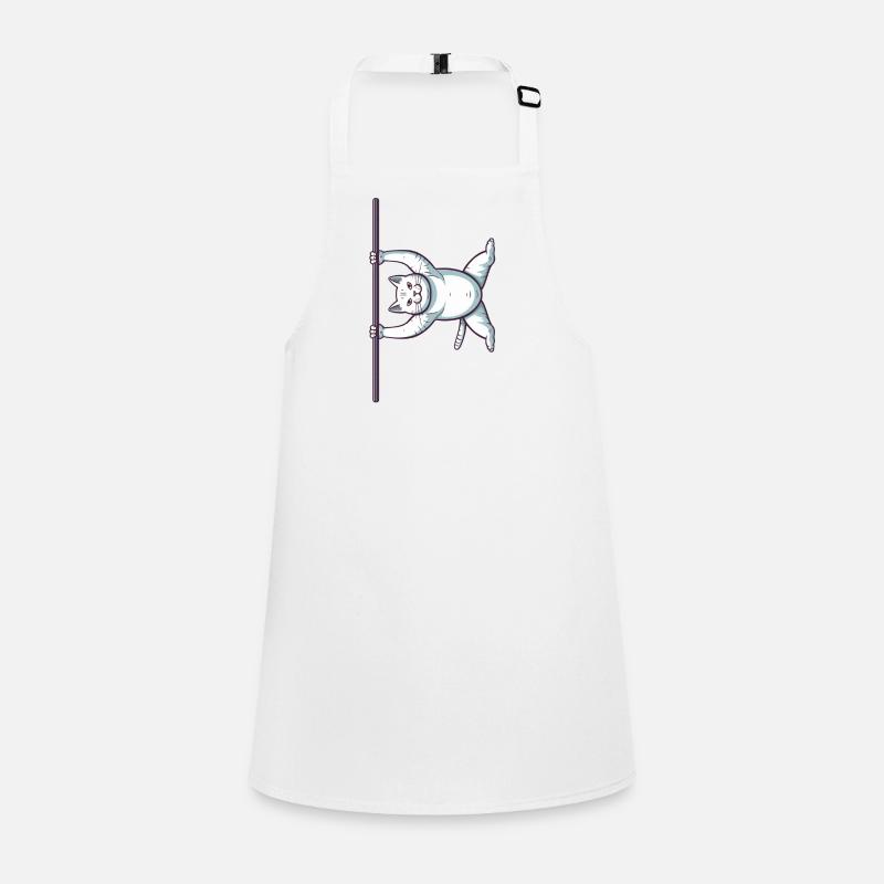 White Comic Cat in Iron X Children's Apron