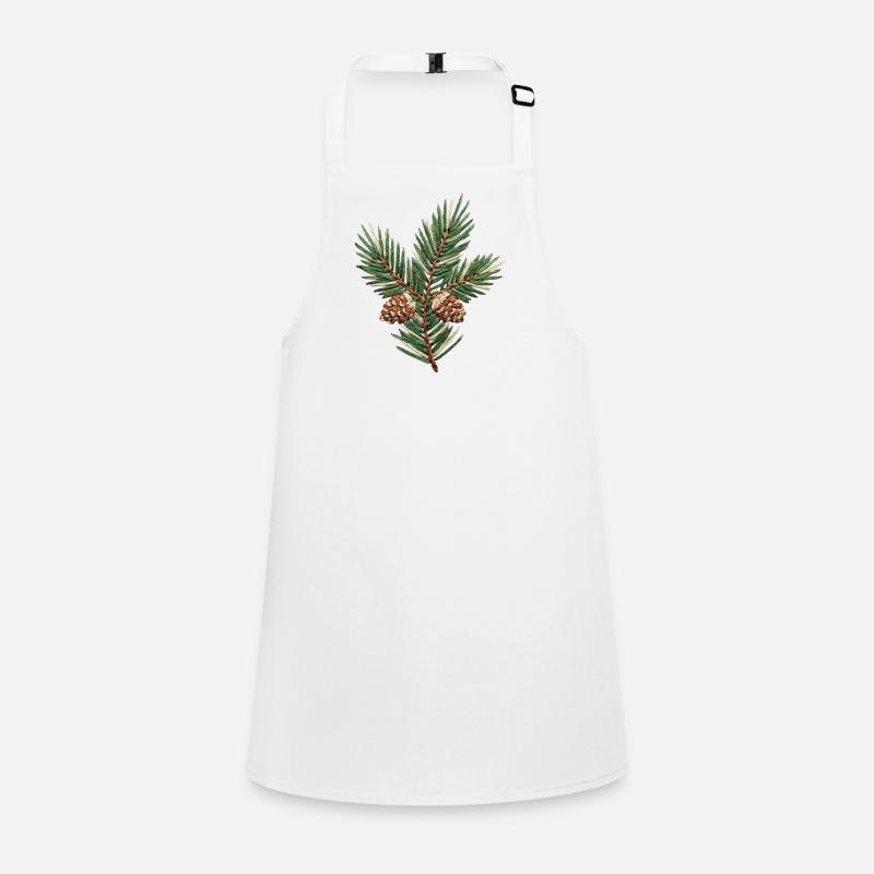 Branche de Noël brodée – vert subtil (imprimé) Tablier Enfant